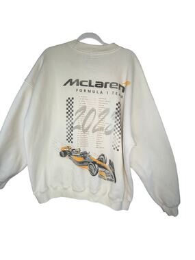 Hollister McLaren F1 Team Oversized Crewneck Sweatshirt Men Size XL White Racing